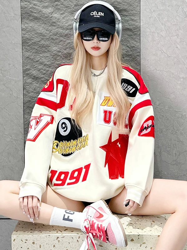 Американский свитшот с вышивкой, женский, свободного кроя, весна-осень, с длинными рукавами, круглым вырезом, модный, осень-зима, новинка
Американский свитшот с вышивкой, женский, свободного кроя, весна-осень, с длинными рукавами, круглым вырезом, модный, осень-зима, новинка