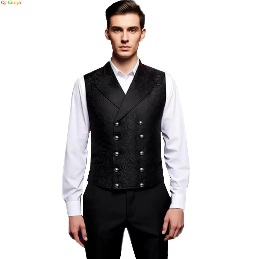Men's Black Sleeveless Dress Vest Jacket, Halloween Top Vest, Black Vintage Single Breasted Embroidered Waistcoat.
Men's Black Sleeveless Dress Vest Jacket, Halloween Top Vest, Black Vintage Single Breasted Embroidered Waistcoat.