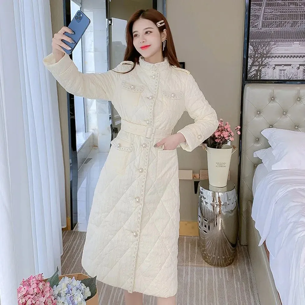 Korean Style Down Padded Coat Women Autumn Winter Elegant Mid-Long Parka Slim Over-the-Knee Cotton Jacket Office Lady Warm Coats
Korean Style Down Padded Coat Women Autumn Winter Elegant Mid-Long Parka Slim Over-the-Knee Cotton Jacket Office Lady Warm Coats
