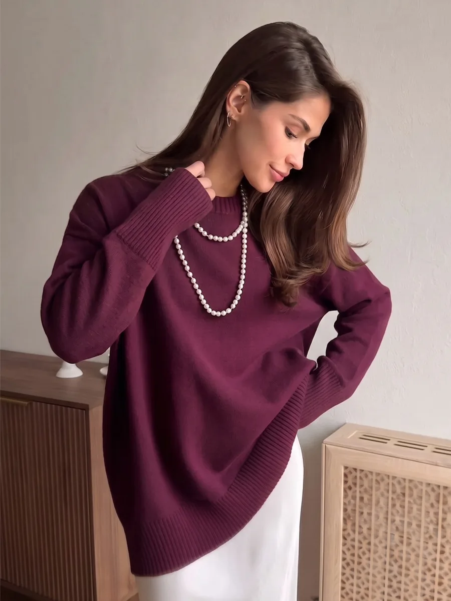 New Women Autumn Causal Sweater Round Neck Knitted Pullover Top Solid Long Sleeve Pulllover Sweater Female Cotton Jumper 2026
New Women Autumn Causal Sweater Round Neck Knitted Pullover Top Solid Long Sleeve Pulllover Sweater Female Cotton Jumper 2026