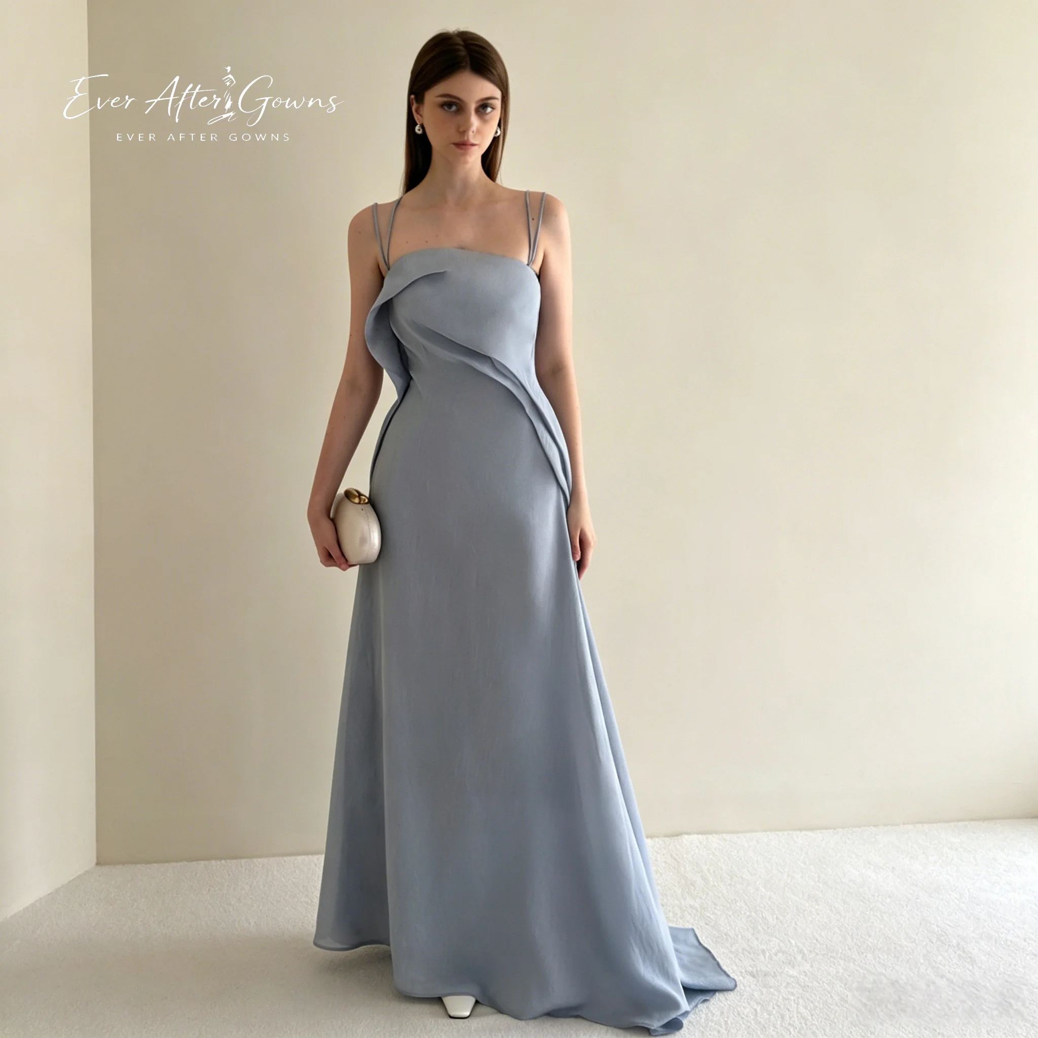 Ever After Gowns Dusty Blue Double Strap Satin Maxi Dress Draped Front A Line Train Formal Bridesmaid Wedding Evening Dress
Ever After Gowns Dusty Blue Double Strap Satin Maxi Dress Draped Front A Line Train Formal Bridesmaid Wedding Evening Dress