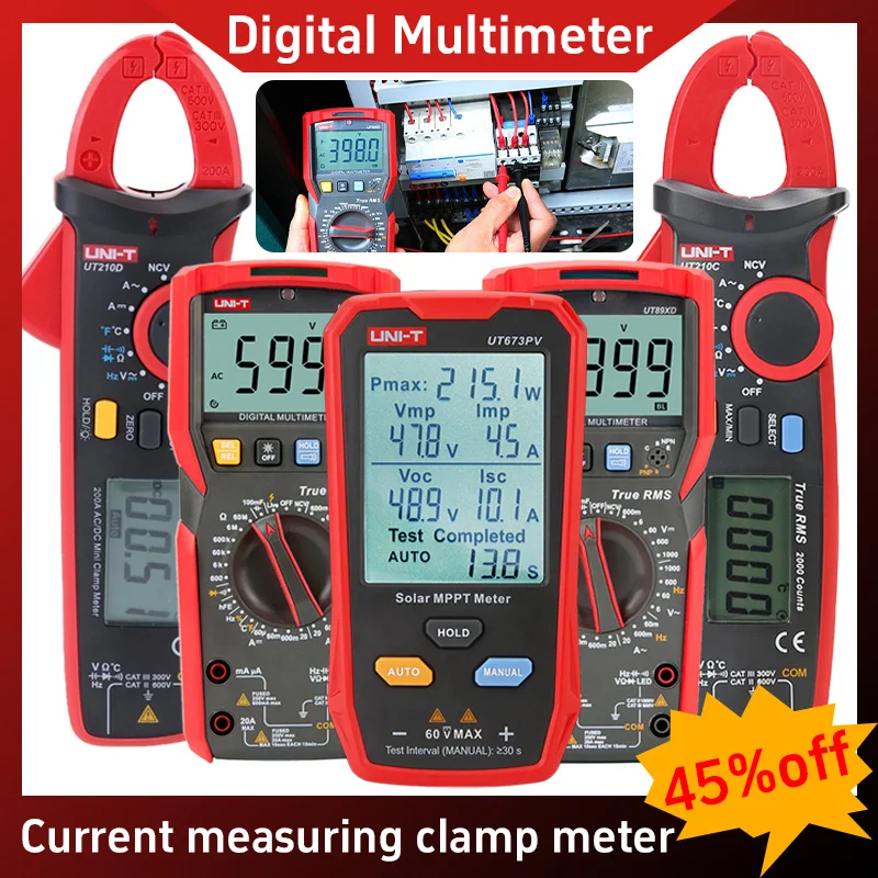 UNI-T Photovoltaic Component Tester AC/DC Digital Multimeter Clamp Meter Used for Equipment Maintenance Electronic Instruments
UNI-T Photovoltaic Component Tester AC/DC Digital Multimeter Clamp Meter Used for Equipment Maintenance Electronic Instruments