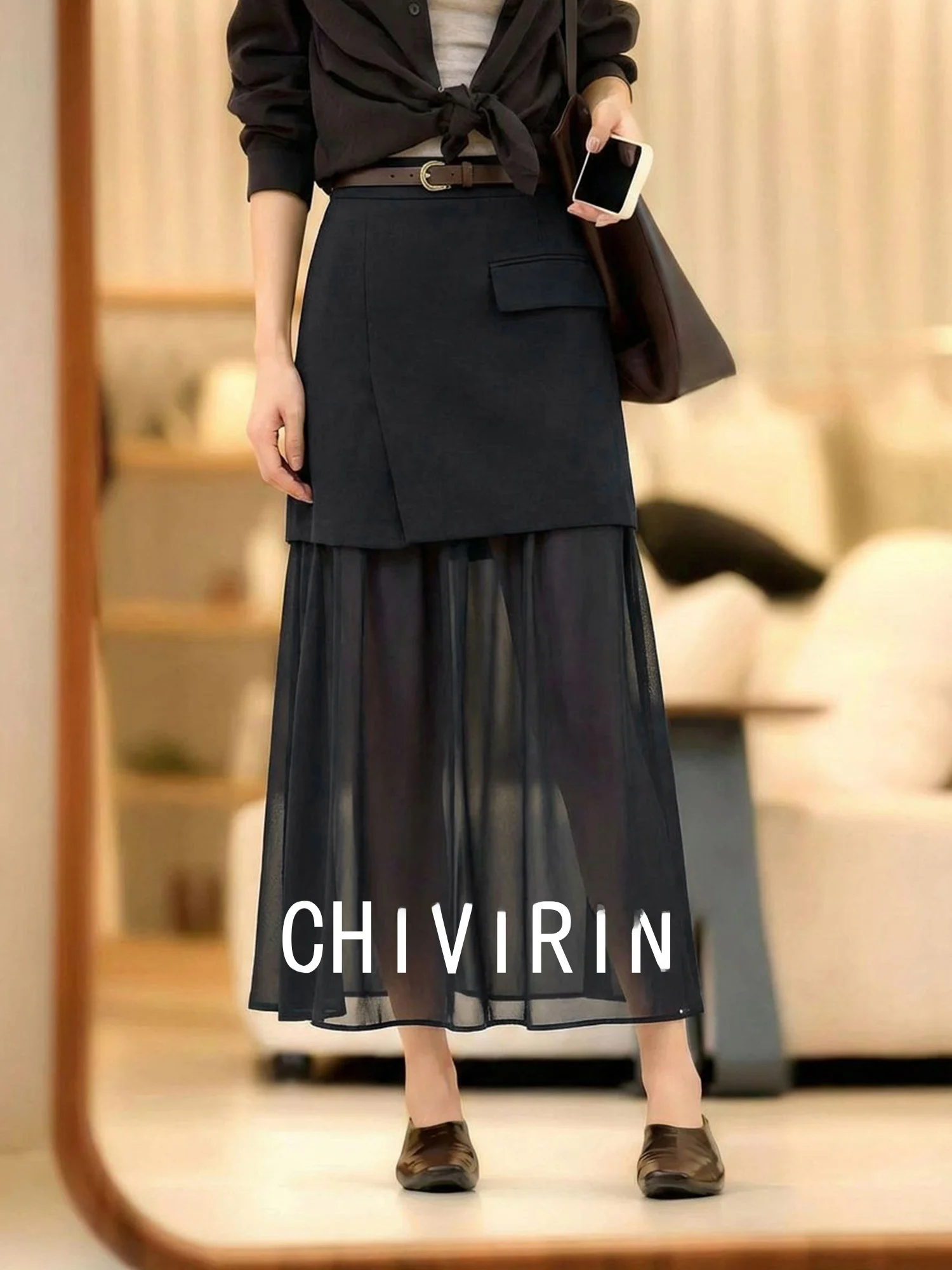 Ele Bla High Waist f Skirt Slimming Waist Design Commute Sle Polyester Fabric A-Line Skirt for Women
Ele Bla High Waist f Skirt Slimming Waist Design Commute Sle Polyester Fabric A-Line Skirt for Women