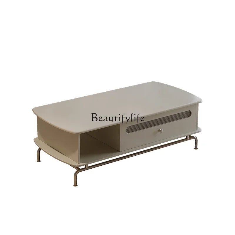 French cream style living room small apartment white solid wood coffee table with drawers household TV cabinet
French cream style living room small apartment white solid wood coffee table with drawers household TV cabinet