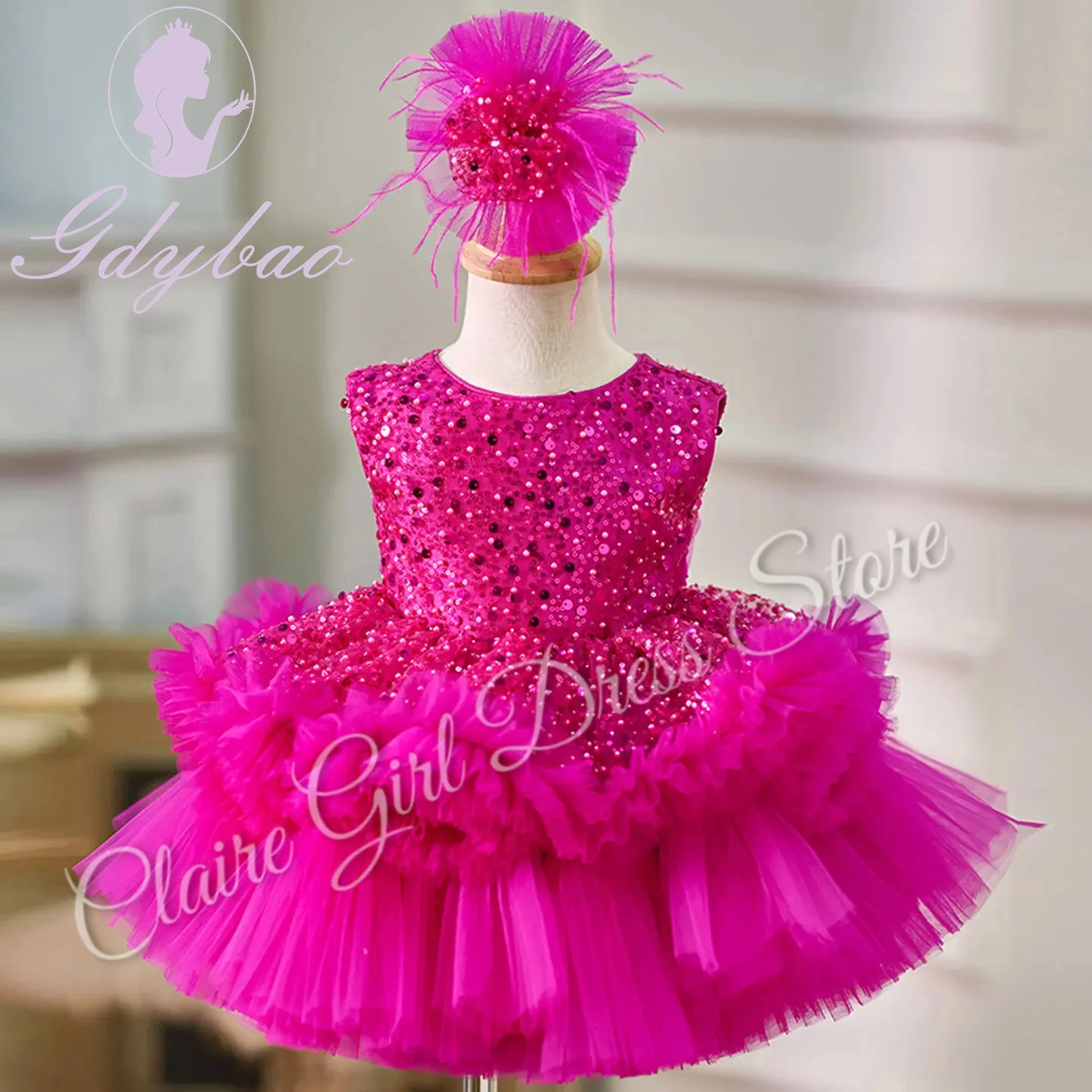 Customized Rose Pink Flower Girl Dresses For Wedding Layered Sequins Cute Kids Birthday Party First Communion Ball Gown
Customized Rose Pink Flower Girl Dresses For Wedding Layered Sequins Cute Kids Birthday Party First Communion Ball Gown