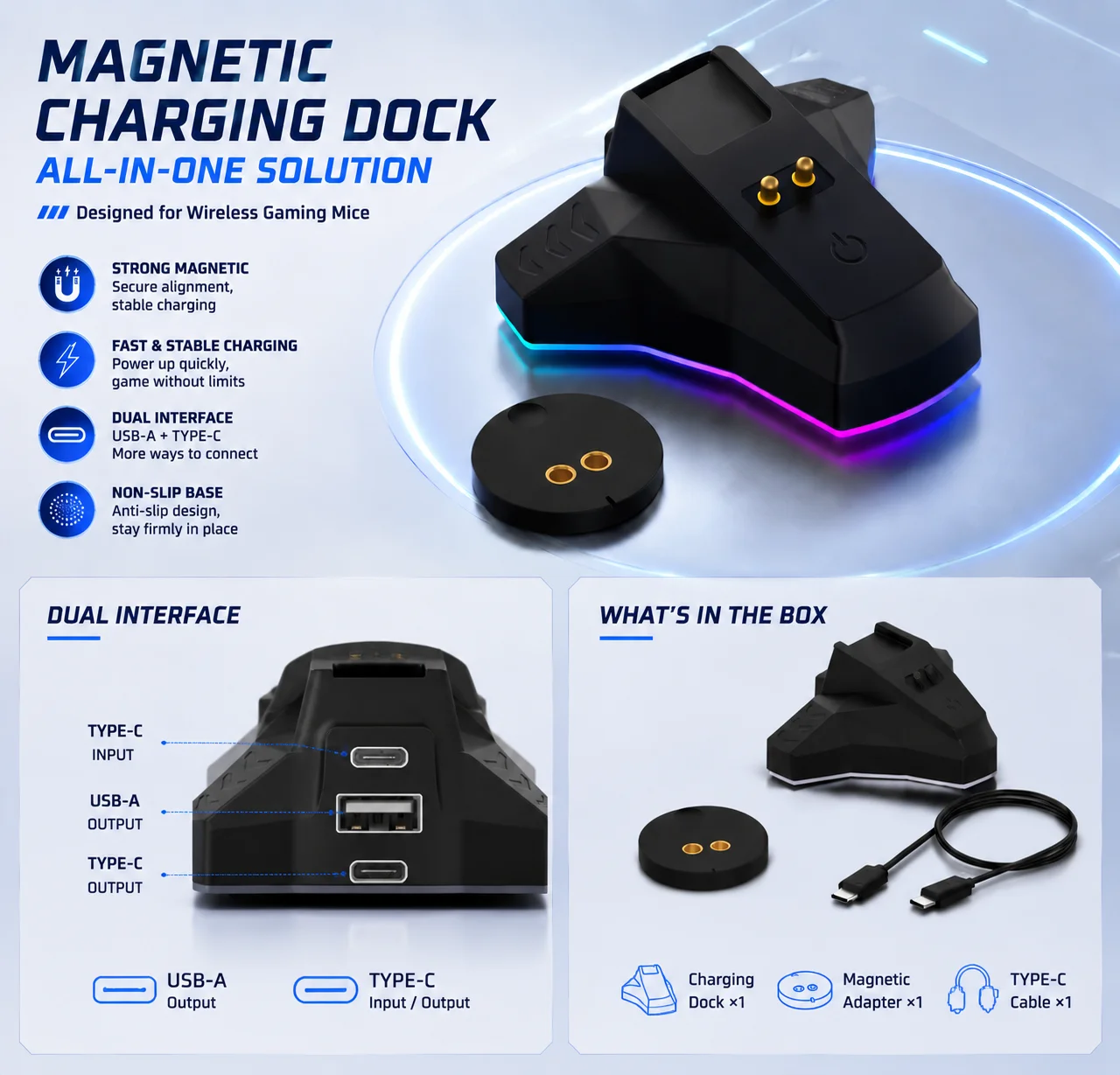 Innovative Mouse Charging Dock Station for Logitech GPW G Pro Wireless 1-4/PROX Superlight 1-2/G903/G403 Gaming Mouse Charger
Innovative Mouse Charging Dock Station for Logitech GPW G Pro Wireless 1-4/PROX Superlight 1-2/G903/G403 Gaming Mouse Charger