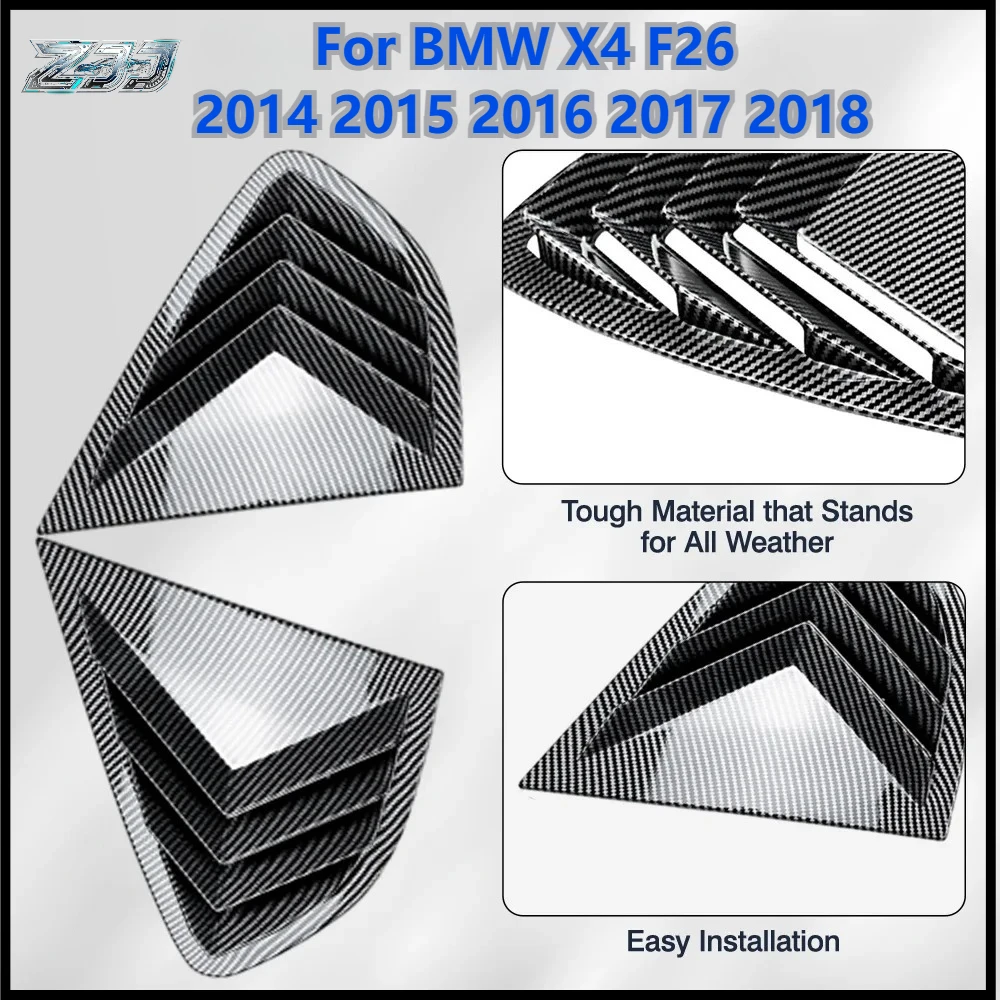 New Rear Side Window Louvers Air Vent Scoop Shades Cover Trim Blinds Car Accessories For BMW X4 F26 2014 2015 2016 2017 2018
New Rear Side Window Louvers Air Vent Scoop Shades Cover Trim Blinds Car Accessories For BMW X4 F26 2014 2015 2016 2017 2018