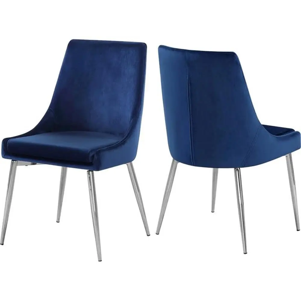 Modern Velvet Dining Chair With Chrome Metal Legs Set Of 2 Blue
Modern Velvet Dining Chair With Chrome Metal Legs Set Of 2 Blue