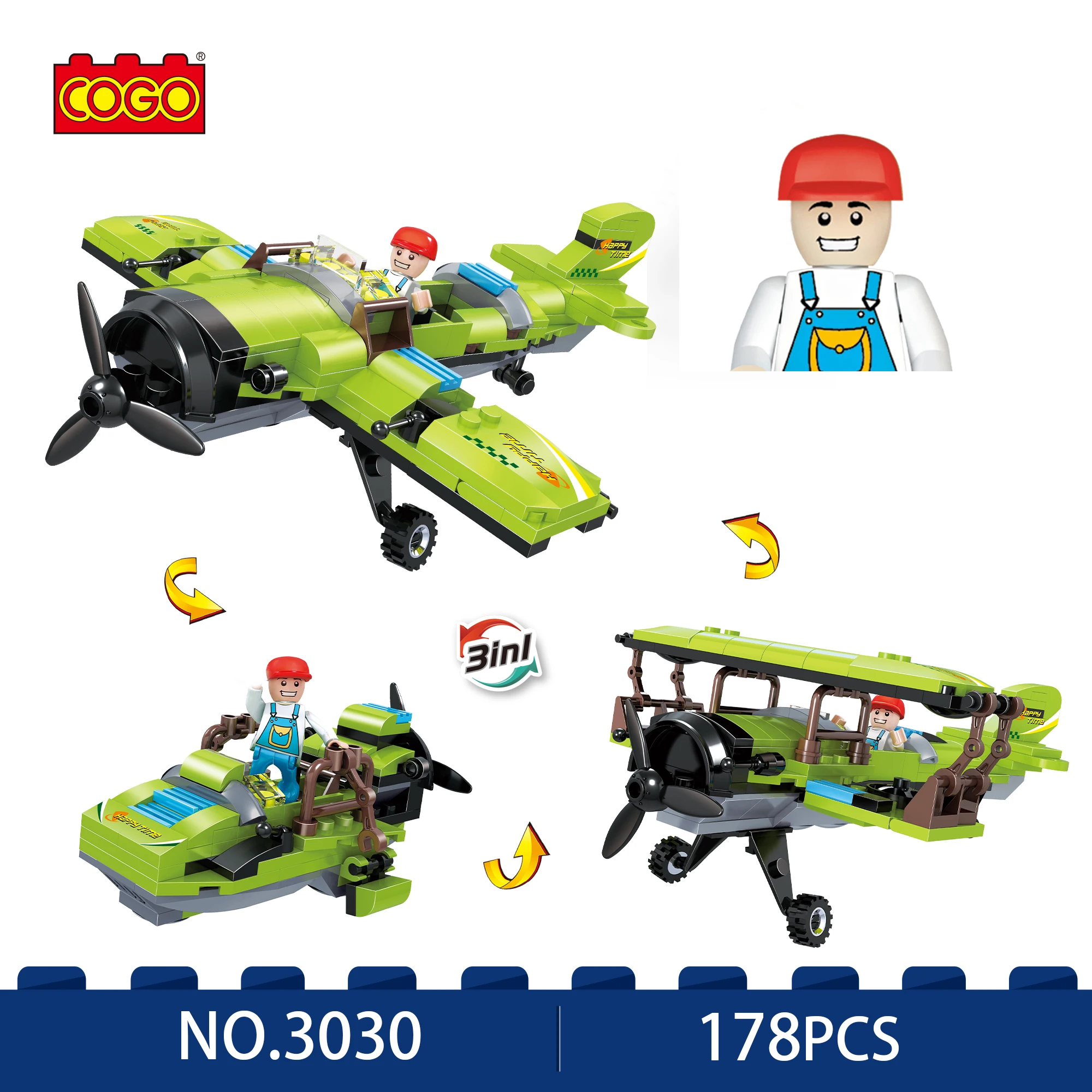 COGO Military Classic 3in1 Model The Green Biplane Collection Building Blocks - Bricks Toys Gifts (178 Pcs)
COGO Military Classic 3in1 Model The Green Biplane Collection Building Blocks - Bricks Toys Gifts (178 Pcs)