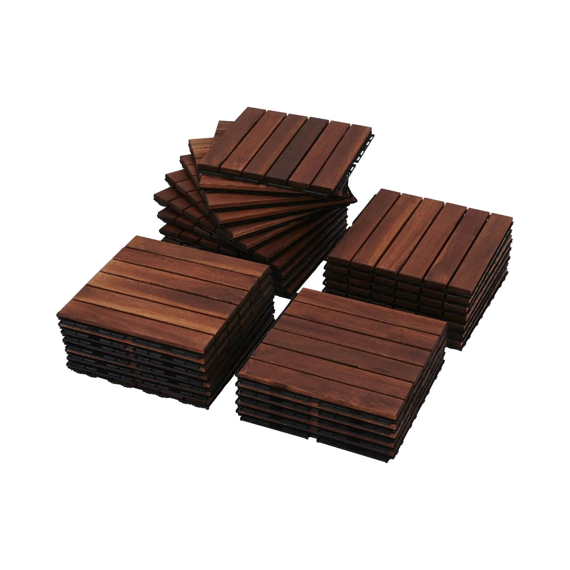 Interlocking Deck Tiles Striped Pattern, 12" x 12" Square Acacia Hardwood Outdoor Flooring for Patio, Bancony, Pool Side
Interlocking Deck Tiles Striped Pattern, 12" x 12" Square Acacia Hardwood Outdoor Flooring for Patio, Bancony, Pool Side
