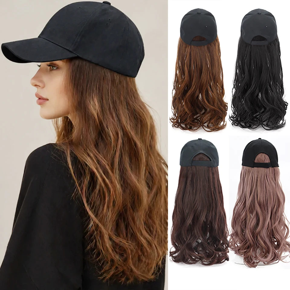 Synthetic Hat Wig One-Piece Female Black/Brown/Boteng Long Wavy Curly Hair Baseball Cap Fashion Cap Wig Black White Two Hat Col
Synthetic Hat Wig One-Piece Female Black/Brown/Boteng Long Wavy Curly Hair Baseball Cap Fashion Cap Wig Black White Two Hat Col