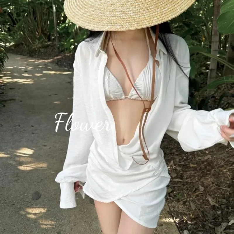 White Bikini Shirt Dress Sexy Pure Desire Cotton Linen Island Holiday Long Sleeve Set Beach Sunscreen Women's Fashion Dress
White Bikini Shirt Dress Sexy Pure Desire Cotton Linen Island Holiday Long Sleeve Set Beach Sunscreen Women's Fashion Dress