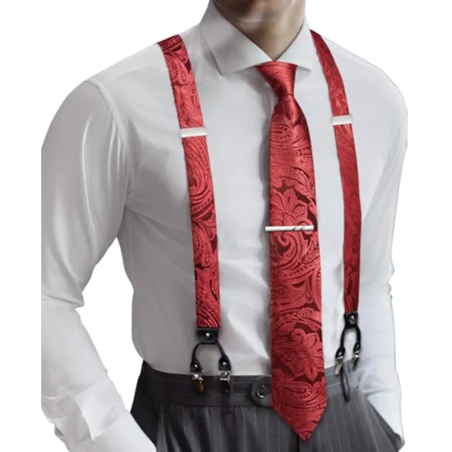 Barry.Wang Men Suspender Set with Necktie Elastic Y Type Heavy Duty 6 Clips Braces Tie Handkerchief Cufflink Pin 6PCS
Barry.Wang Men Suspender Set with Necktie Elastic Y Type Heavy Duty 6 Clips Braces Tie Handkerchief Cufflink Pin 6PCS