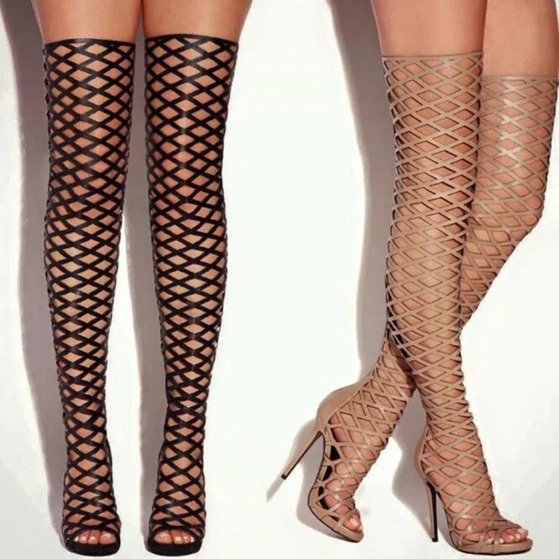 Sexy Hollow Cage Boots Peep Toe Black Beige Leather Cut-out Over The Knee High Heels Banquet Dress Shoes
Sexy Hollow Cage Boots Peep Toe Black Beige Leather Cut-out Over The Knee High Heels Banquet Dress Shoes