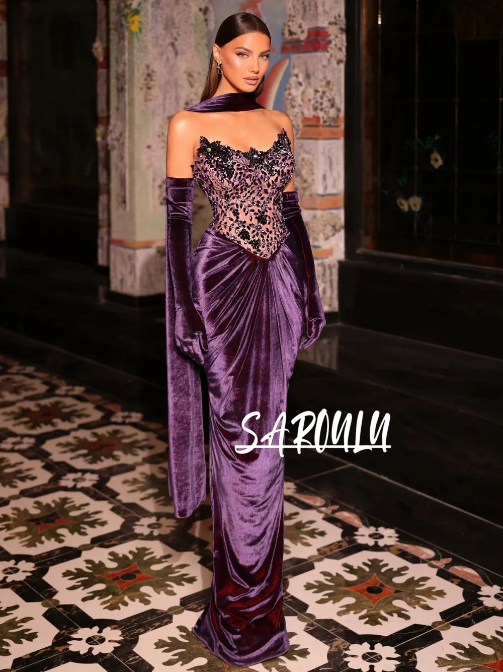 Фиолетовое бархатное вечернее платье без бретелек с бисером, торжественное платье по индивидуальному заказу для свадебного гостя, выпускного вечера, банкета, вечеринки, облегающее длинное платье
Фиолетовое бархатное вечернее платье без бретелек с бисером, торжественное платье по индивидуальному заказу для свадебного гостя, выпускного вечера, банкета, вечеринки, облегающее длинное платье