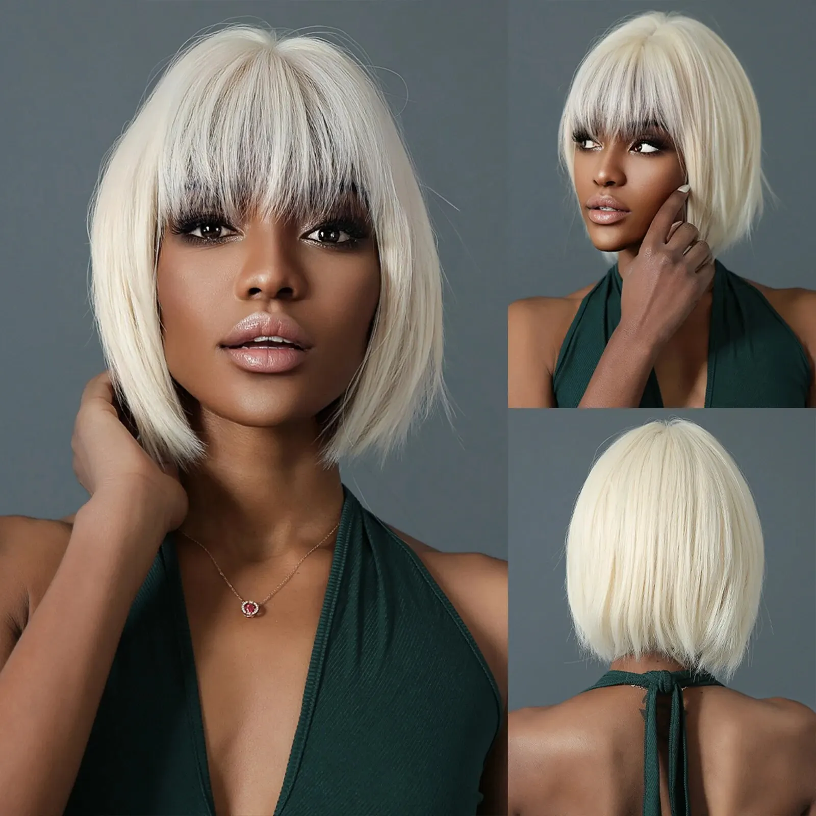 Short Blonde Bob Wig with Bangs Synthetic Straight Rice White Cosplay Wigs for Black Women Party Daily Use Hair Heat Resistant
Short Blonde Bob Wig with Bangs Synthetic Straight Rice White Cosplay Wigs for Black Women Party Daily Use Hair Heat Resistant