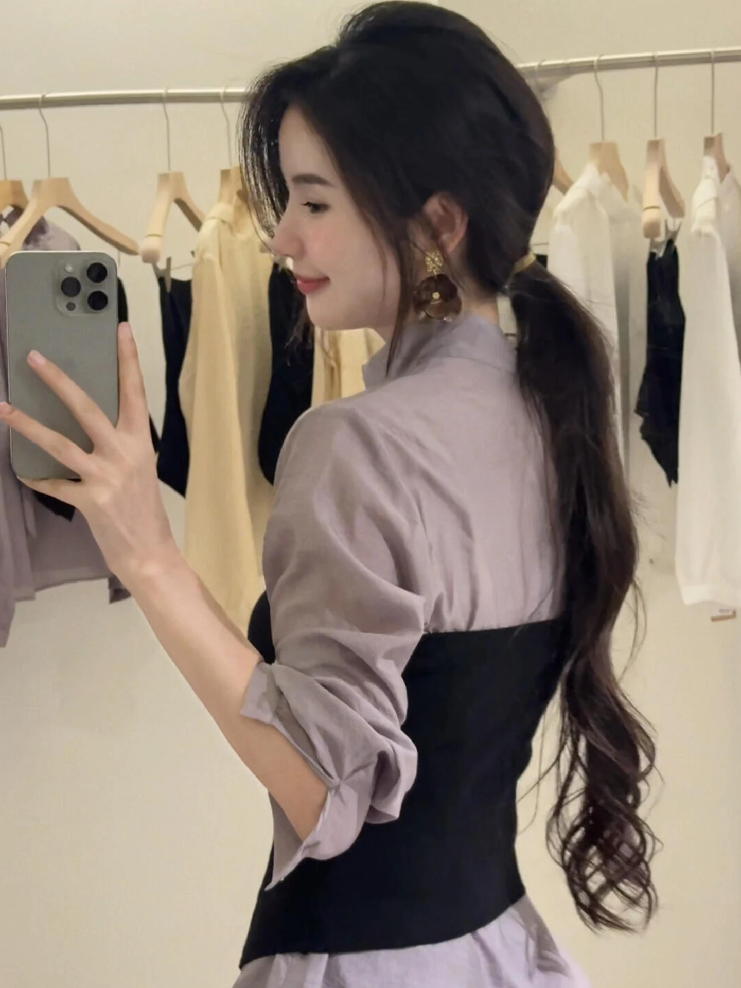 Korean Sle Purple irt Women's Spring Faion Set Two-Piece Sweet Sle Long Sve Stand Collar Casual Wear
Korean Sle Purple irt Women's Spring Faion Set Two-Piece Sweet Sle Long Sve Stand Collar Casual Wear