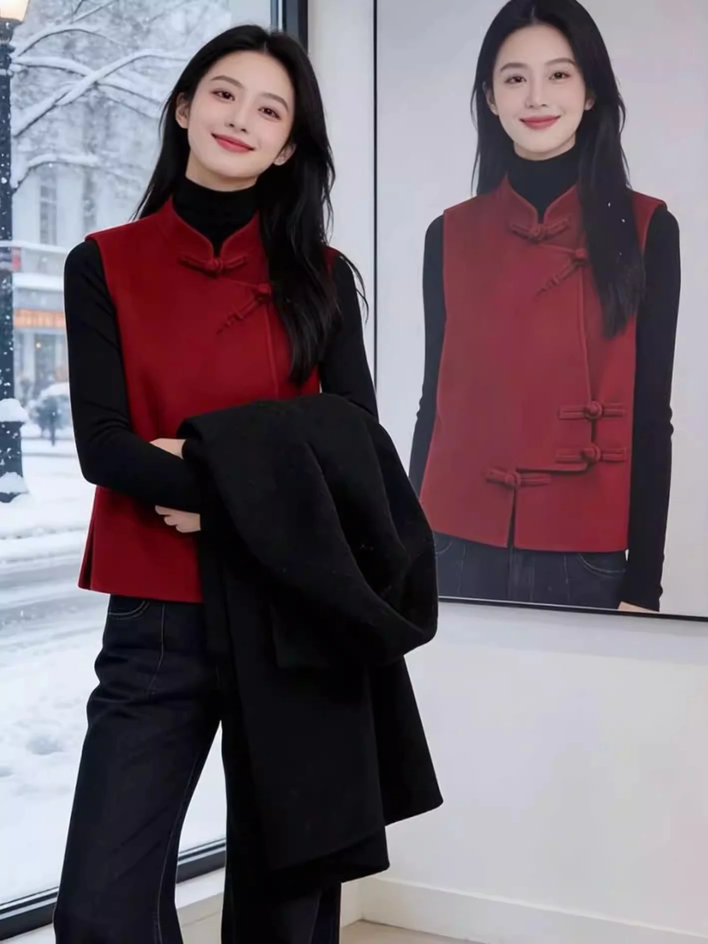 New Chinese Style Women's Vest Set Sleeveless Red Button Casual Fashion Spring Outfit Thin Polyester Fiber round Neck Design
New Chinese Style Women's Vest Set Sleeveless Red Button Casual Fashion Spring Outfit Thin Polyester Fiber round Neck Design