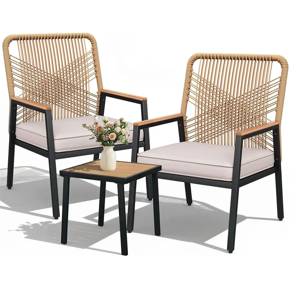 Beige Outdoor Rattan 3-Piece Patio Furniture Set with Cushions for Garden, Balcony, or Terrace
Beige Outdoor Rattan 3-Piece Patio Furniture Set with Cushions for Garden, Balcony, or Terrace