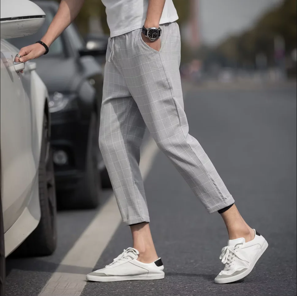 Fashion Men Pants Mid Waist Slims Fit Male Sweatpants Plaid Checkered Side Stripe Trousers Summer 2021 New Work Casual Pants
Fashion Men Pants Mid Waist Slims Fit Male Sweatpants Plaid Checkered Side Stripe Trousers Summer 2021 New Work Casual Pants 