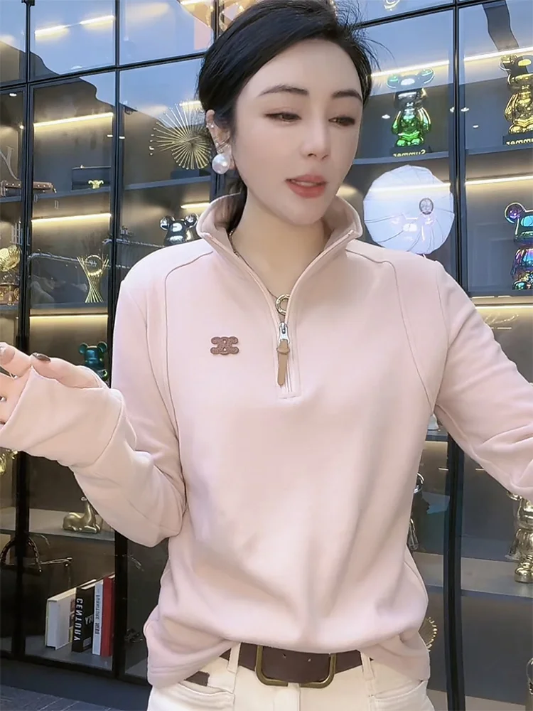 Double-Sided Velvet Hoodie Women's f-Zip Thin Base irt Faionable Versatile Stand Collar Autumn Winter New Arrival
Double-Sided Velvet Hoodie Women's f-Zip Thin Base irt Faionable Versatile Stand Collar Autumn Winter New Arrival