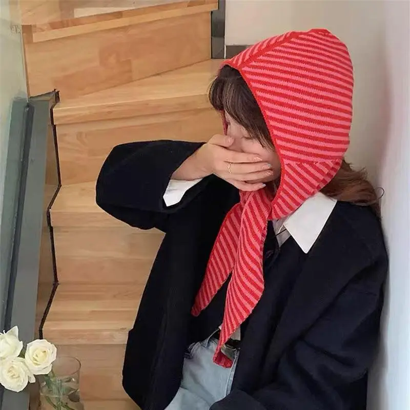 Korean Striped Knitted Hooded Caps for Women Winter Warm Hooded Hat Neck Collar Scarf Cap Outdoor Warmer Balaclava Caps Bonnet
Korean Striped Knitted Hooded Caps for Women Winter Warm Hooded Hat Neck Collar Scarf Cap Outdoor Warmer Balaclava Caps Bonnet