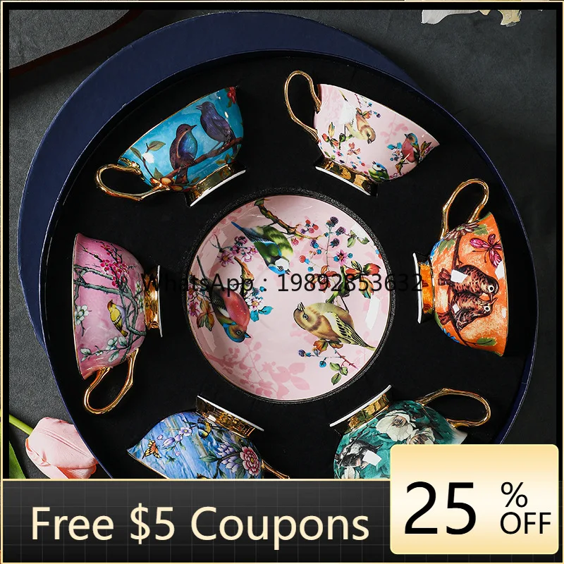 Flower and bird European ceramic bone china coffee cup and saucer set retro British afternoon tea set teacup
Flower and bird European ceramic bone china coffee cup and saucer set retro British afternoon tea set teacup