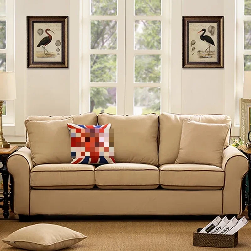 Three-person pastoral and rural small apartment living room American fabric sofa combination removable and washable
Three-person pastoral and rural small apartment living room American fabric sofa combination removable and washable