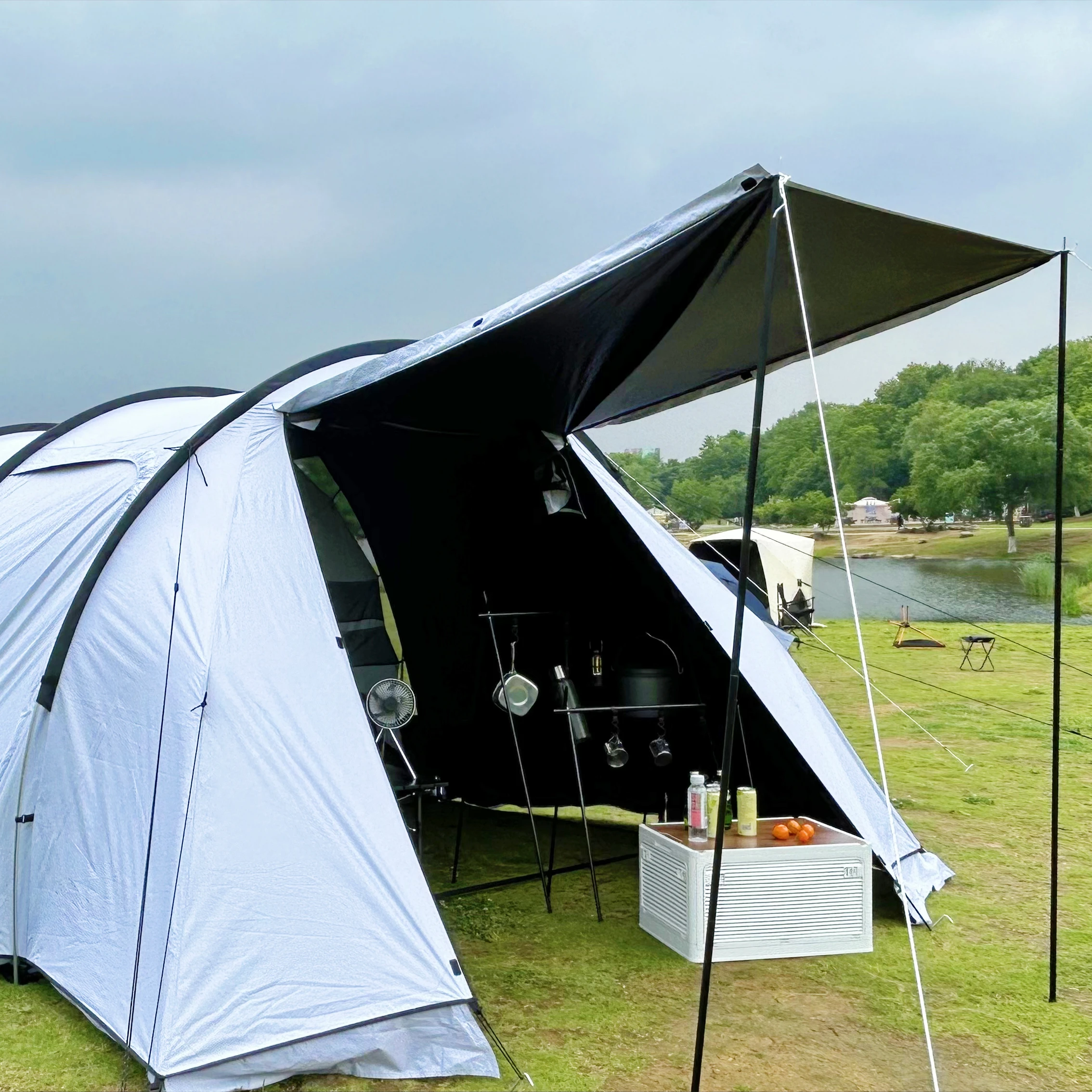 Outdoor Tunnel Tent Exquisite Camping Canopy 1 Bedroom & 2 Living Room Tent Travel Glamping
Outdoor Tunnel Tent Exquisite Camping Canopy 1 Bedroom & 2 Living Room Tent Travel Glamping