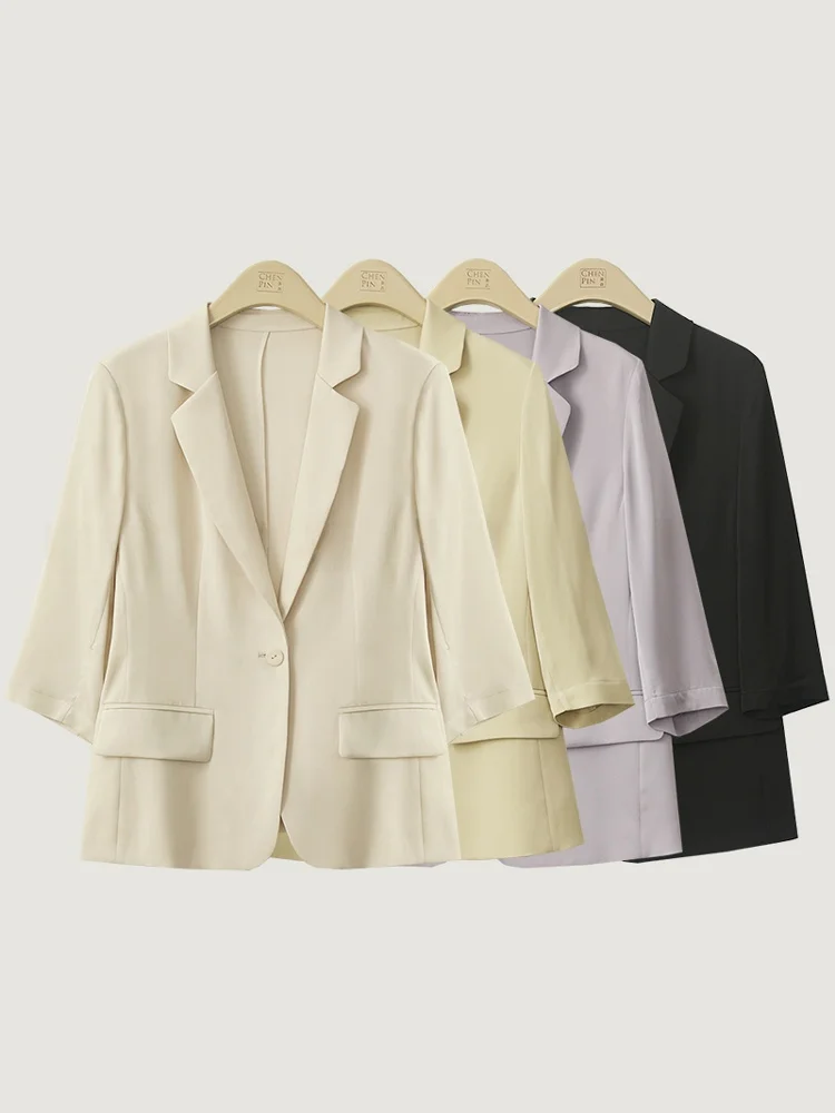 Faionable Thin Silk Suit Women's Summer Seven-Quarter Sve Silk ort Outerwear Breathable Commute Sle Chinese...
Faionable Thin Silk Suit Women's Summer Seven-Quarter Sve Silk ort Outerwear Breathable Commute Sle Chinese...