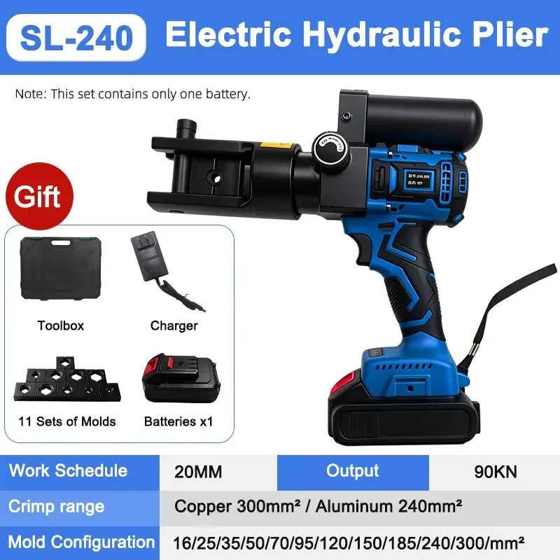 Electric Hydraulic Crimper for 16-240mm² Brushless Rechargeable Hydraulic Wire Clamp for Copper Aluminum Cable Terminal
Electric Hydraulic Crimper for 16-240mm² Brushless Rechargeable Hydraulic Wire Clamp for Copper Aluminum Cable Terminal