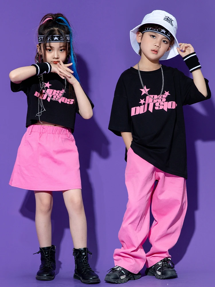 Jazz Dance Costume Girls Short Sleeves Tops Pink Pants Boys Hip Hop Clothes Kids Performance Outfit Stage Wear Kpop Suit BL10582
Jazz Dance Costume Girls Short Sleeves Tops Pink Pants Boys Hip Hop Clothes Kids Performance Outfit Stage Wear Kpop Suit BL10582