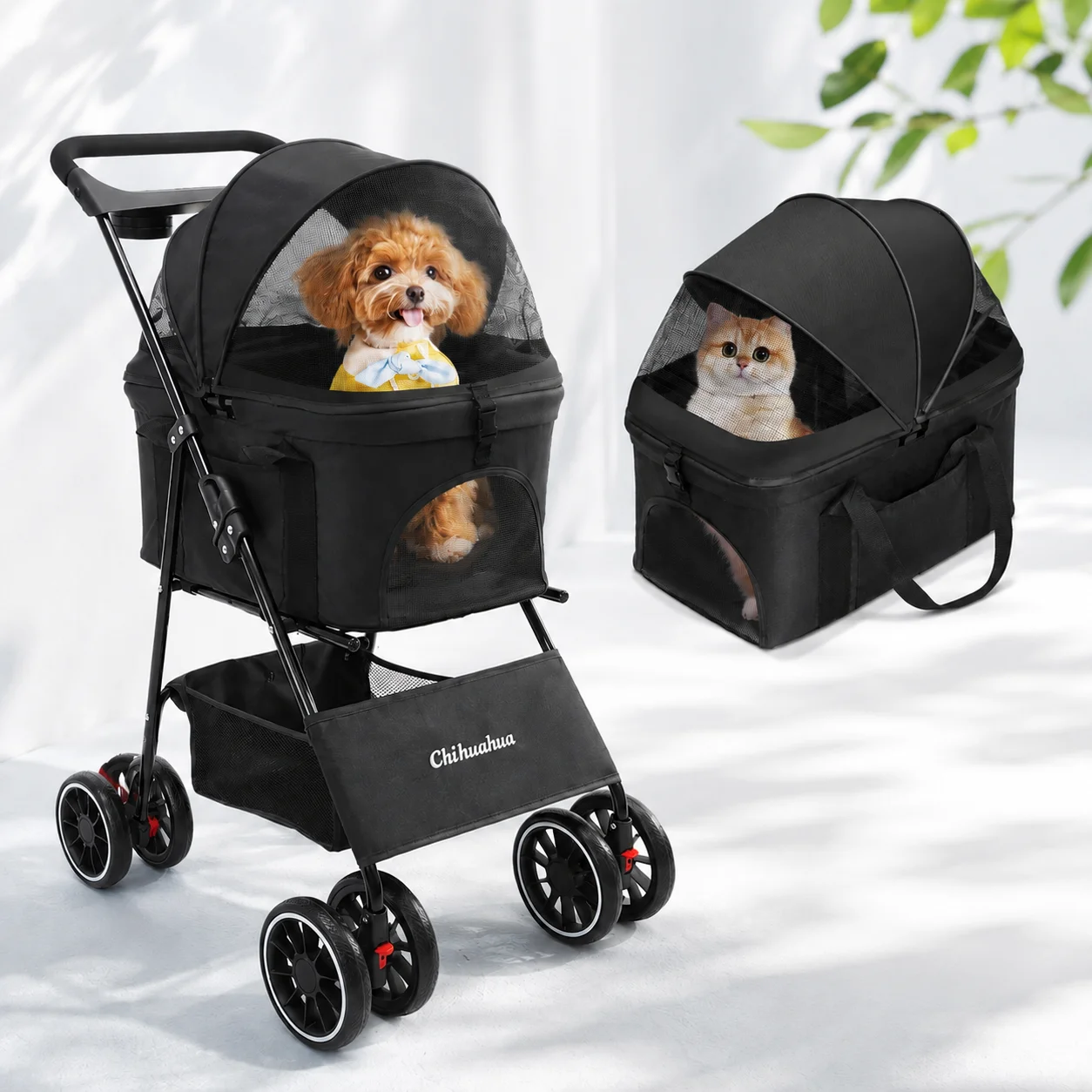 3 in 1 Pet Stroller for Medium Dogs Cats - Portable Foldable Dog Stroller with Removable Carrier, All-Terrain 4 Wheels Cat Strol
3 in 1 Pet Stroller for Medium Dogs Cats - Portable Foldable Dog Stroller with Removable Carrier, All-Terrain 4 Wheels Cat Strol