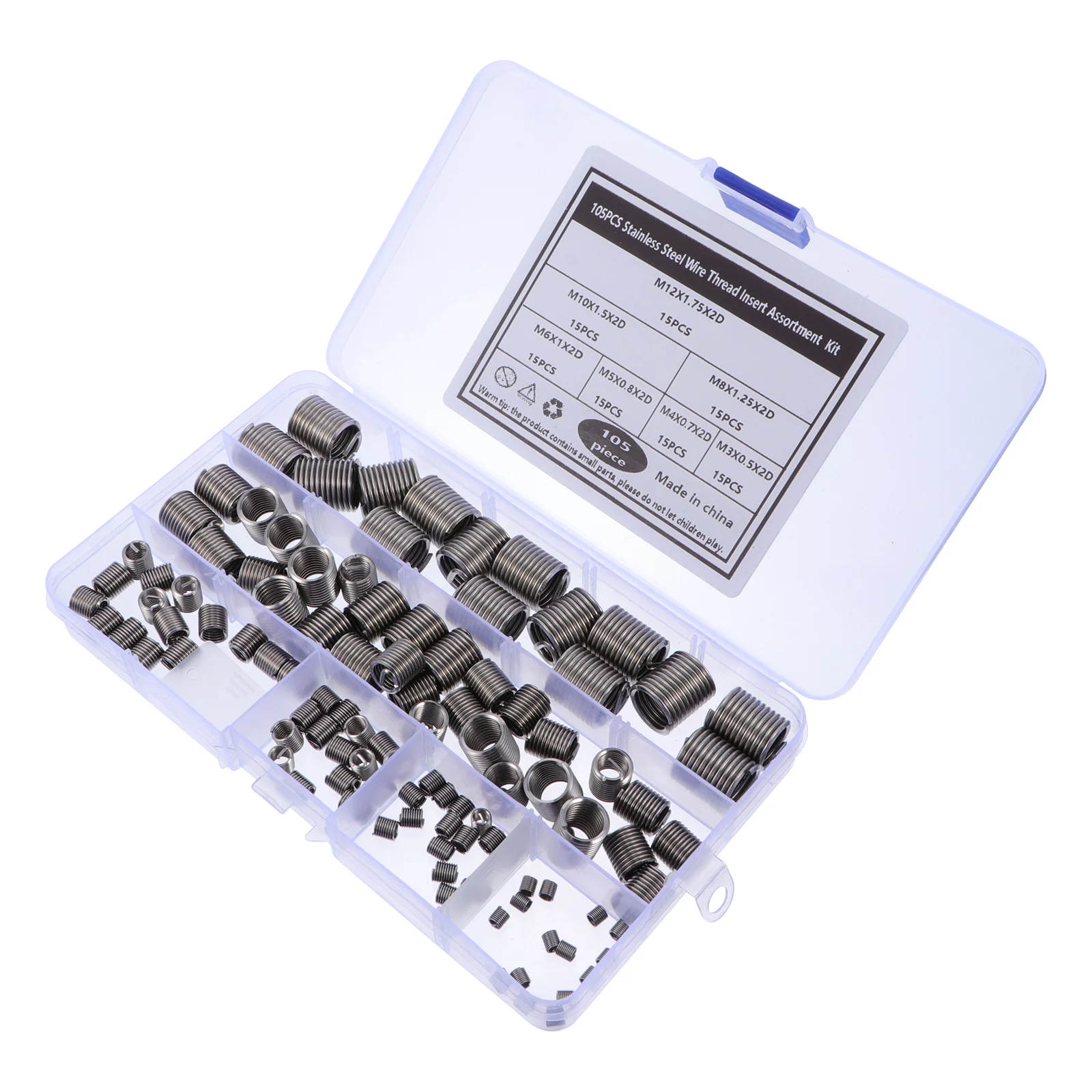 105 Pcs Stainless Steel Braces Thread Repair Sleeve Screw Bushing Insert Threading
105 Pcs Stainless Steel Braces Thread Repair Sleeve Screw Bushing Insert Threading