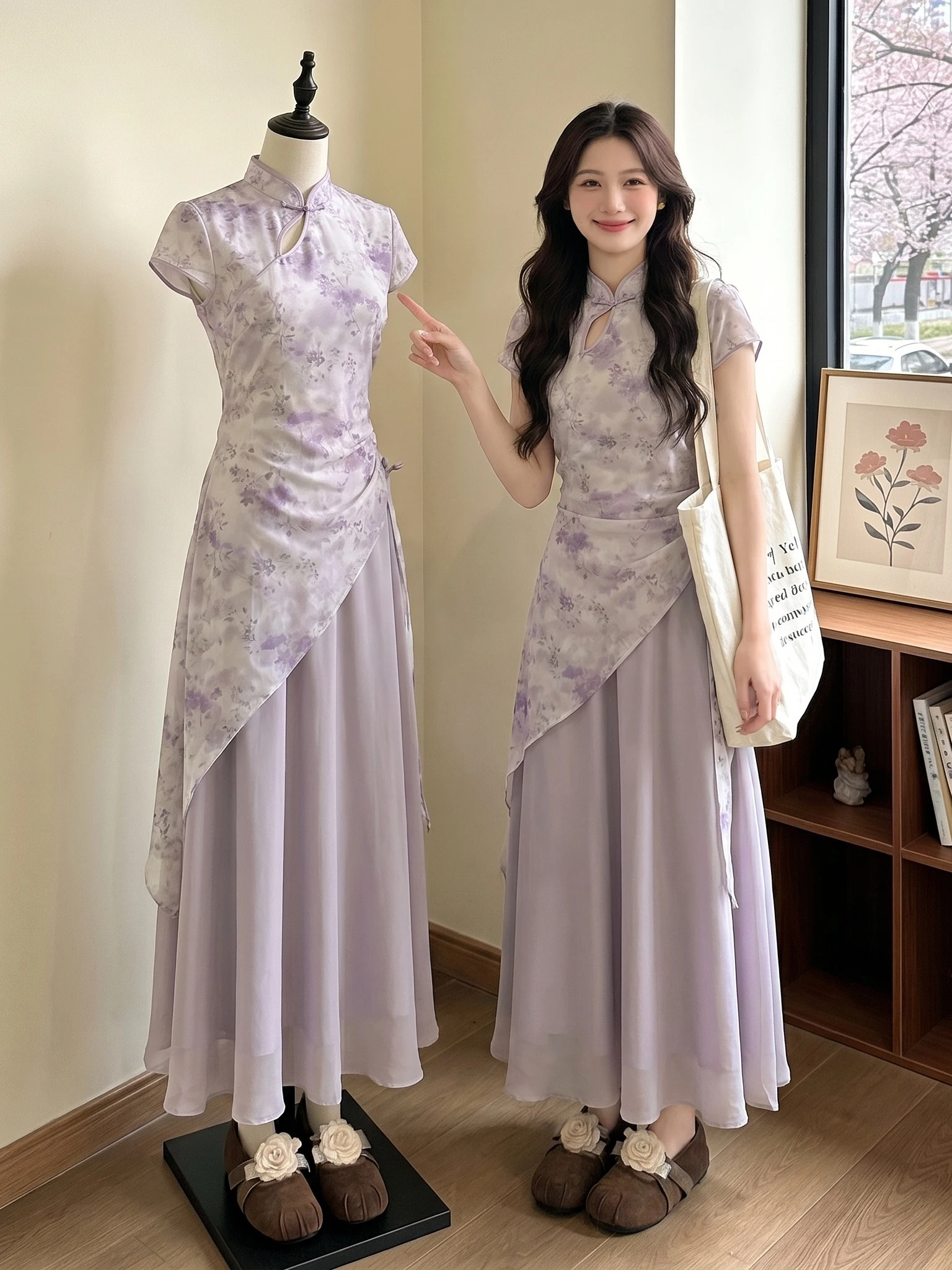 New Chinese Style Purple Qipao Dress Women's Summer plus Size Big Code Fat MM Fake Two-Piece National Style Skirt
New Chinese Style Purple Qipao Dress Women's Summer plus Size Big Code Fat MM Fake Two-Piece National Style Skirt