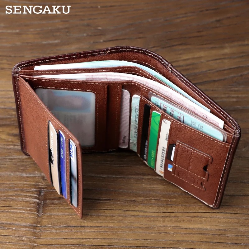 Business Men Wallet Handmade Genuine Leather Thrifold Card Wallets For Women RFID Credit Card Holder With ID Window Money Purse
Business Men Wallet Handmade Genuine Leather Thrifold Card Wallets For Women RFID Credit Card Holder With ID Window Money Purse