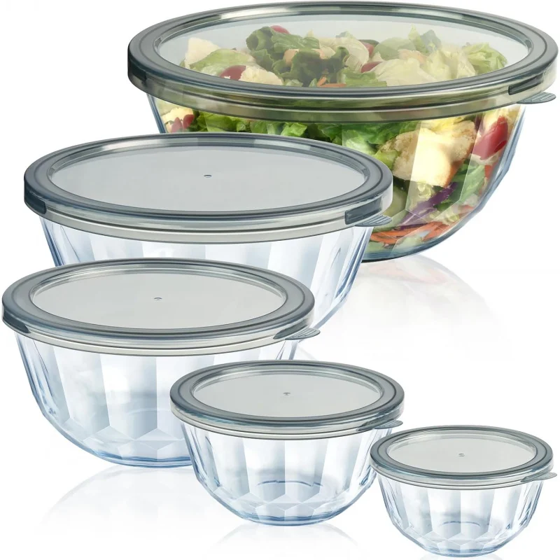 Mixing Bowls with Airtight Lids Sets, 5 Packs Thick Glass Nesting Bowls for Kitchen Baking, Meal Prepping, Bpa Free, Dishwasher
Mixing Bowls with Airtight Lids Sets, 5 Packs Thick Glass Nesting Bowls for Kitchen Baking, Meal Prepping, Bpa Free, Dishwasher