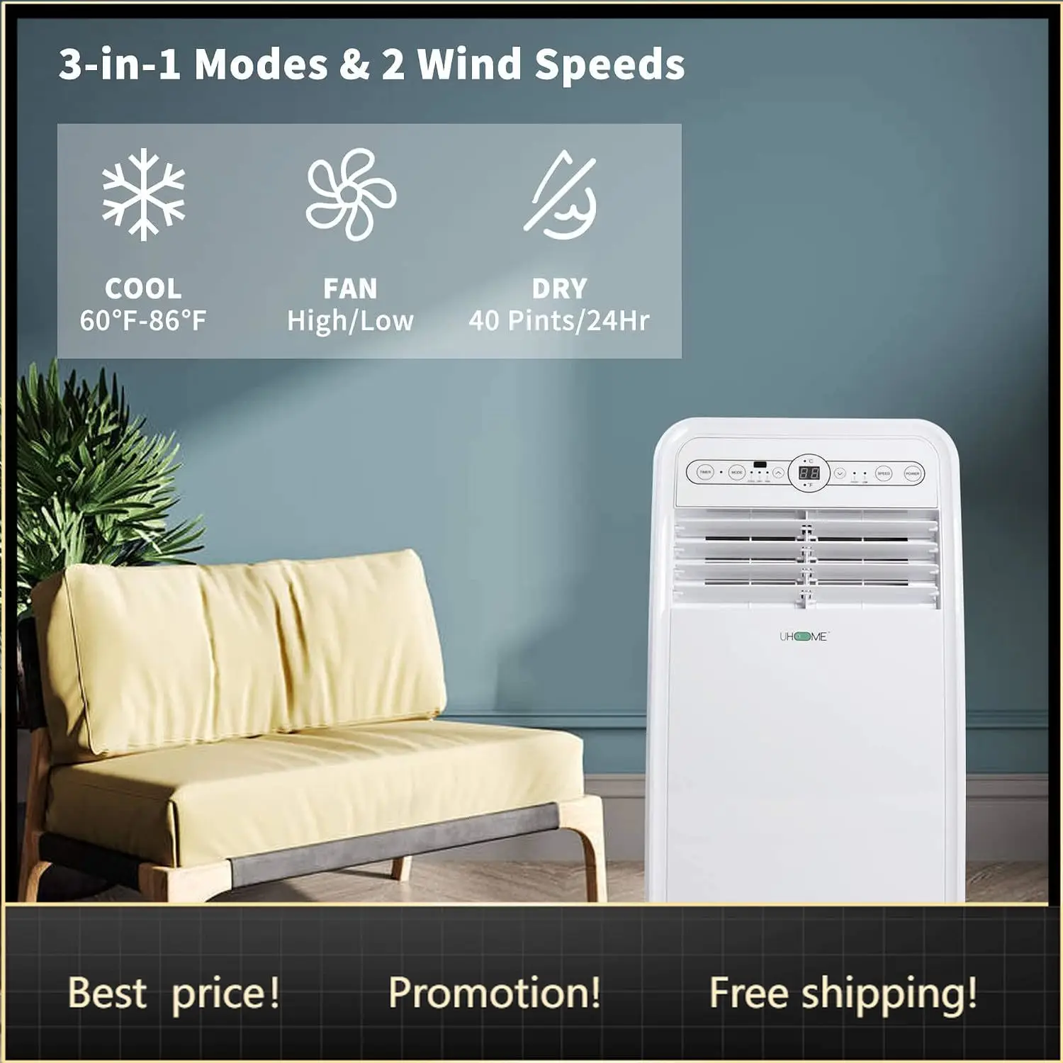 BestsellerPortable Air Conditioner, 8000 BTU Compact AC Unit with Cooling, Dehumidifier, Fan, Remote Control and Window Mount Ki
BestsellerPortable Air Conditioner, 8000 BTU Compact AC Unit with Cooling, Dehumidifier, Fan, Remote Control and Window Mount Ki