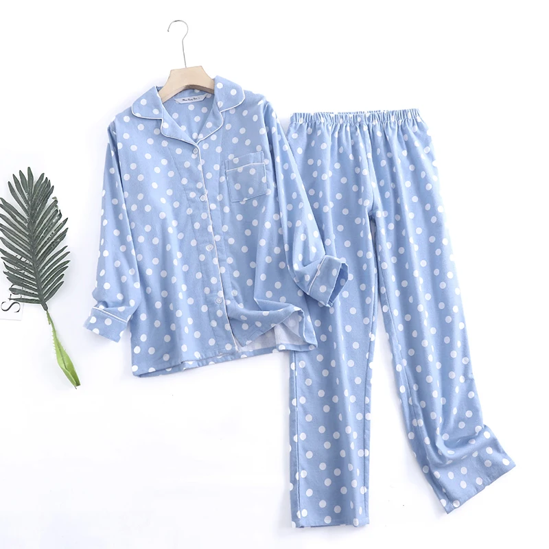 Polka Dot Plaid Floral Print Home Set Long-Sleeve Lapel Top And Long Pants With Pockets Comfortable Fit Women's Sleepwear Pjs
Polka Dot Plaid Floral Print Home Set Long-Sleeve Lapel Top And Long Pants With Pockets Comfortable Fit Women's Sleepwear Pjs