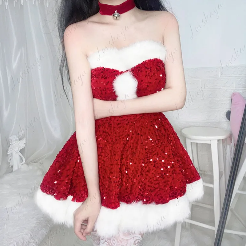 New Christmas Costume Dress Up Sequins Adult Clothes Bandeau Costume Set
New Christmas Costume Dress Up Sequins Adult Clothes Bandeau Costume Set