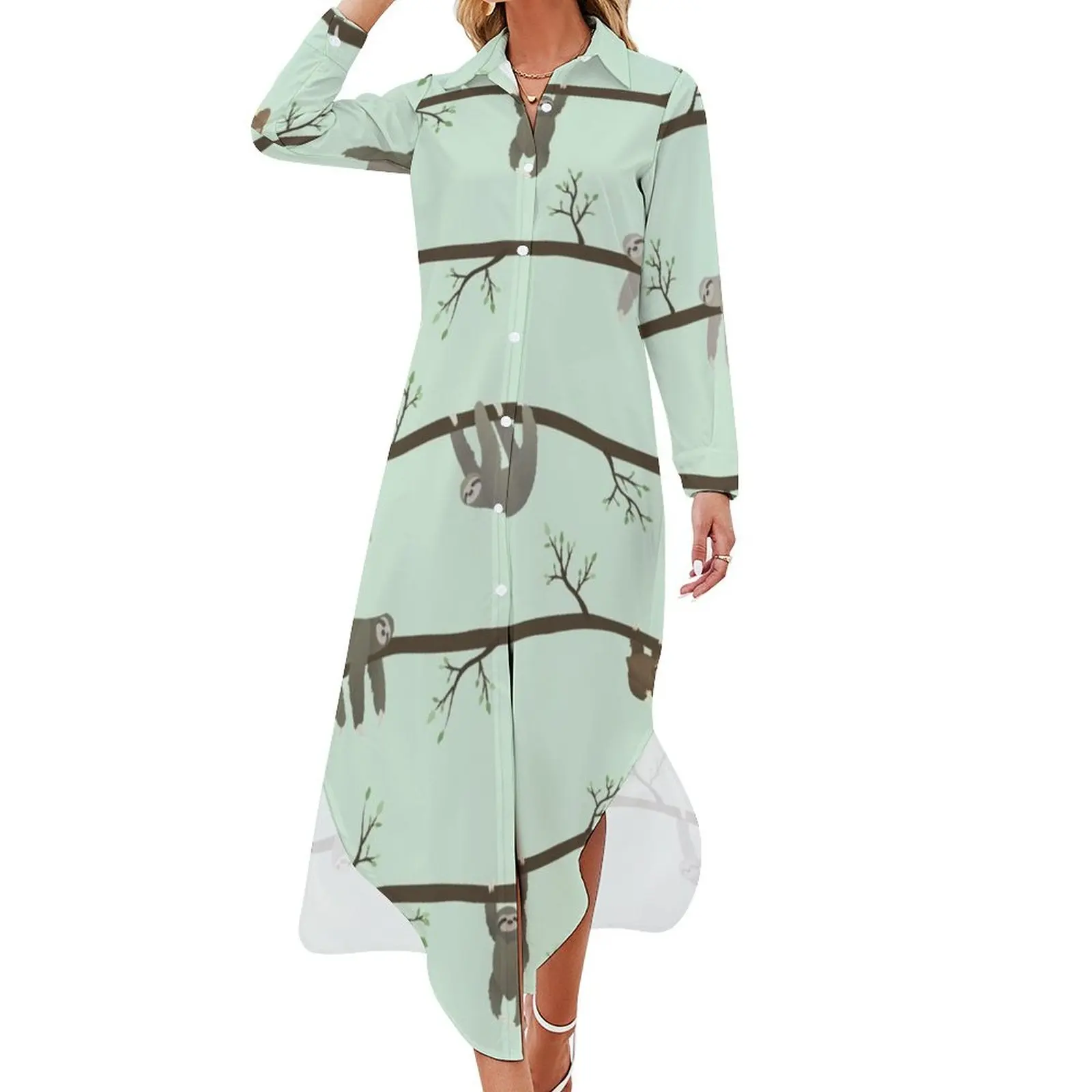 sloths Long Sleeved Shirt Dress Women's summer suit Dress woman dresses summer woman 2024
sloths Long Sleeved Shirt Dress Women's summer suit Dress woman dresses summer woman 2024