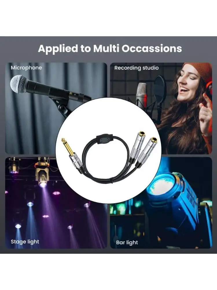 652F 6.35mm Male Plug Stereo to Double 6.35mm Female Plug Connector Y Splitter
652F 6.35mm Male Plug Stereo to Double 6.35mm Female Plug Connector Y Splitter