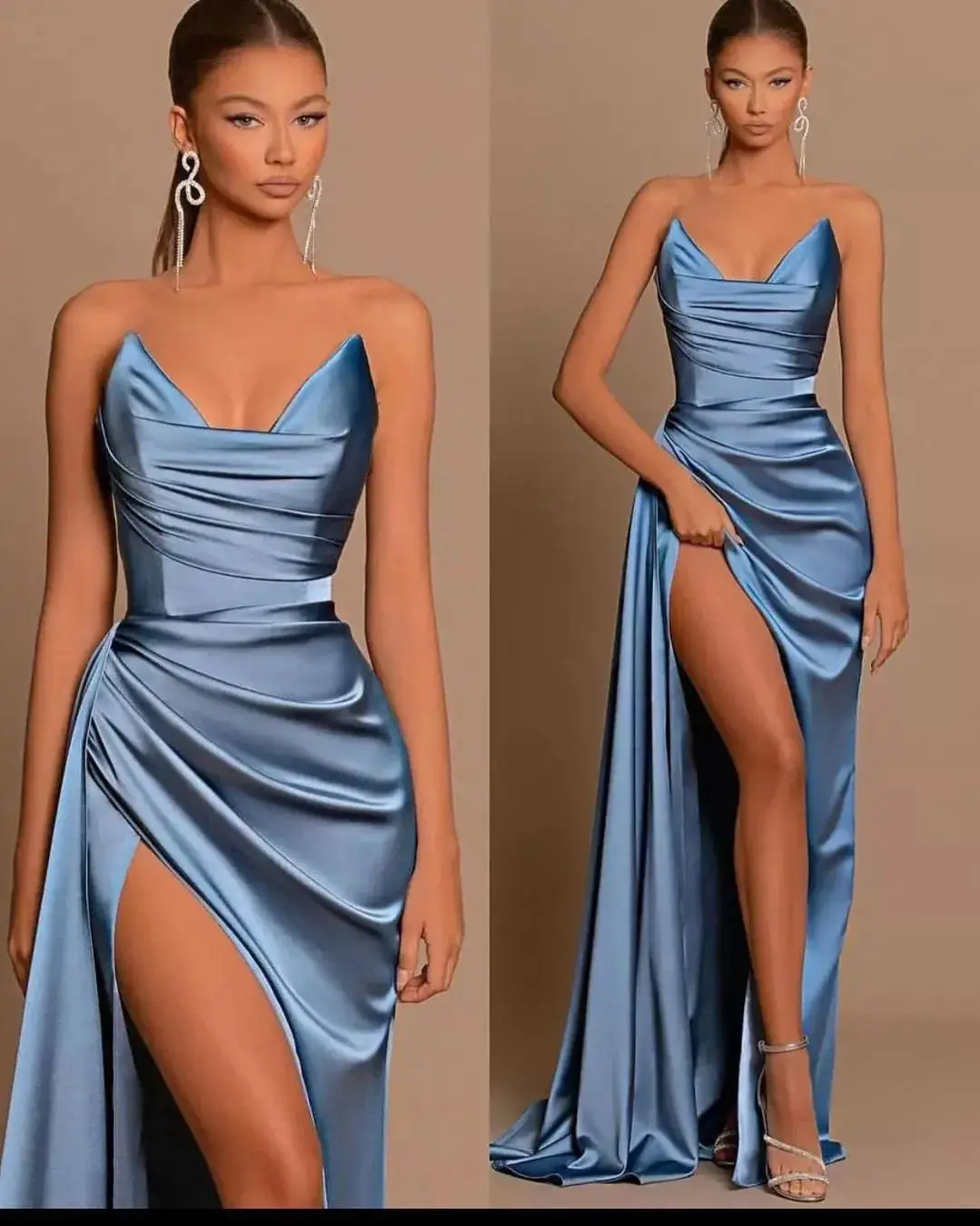 Customized Delicate Satin Straight Evening Dresses Strapless Panel Train Sleeveless Special Occasion Gowns High Qualit
Customized Delicate Satin Straight Evening Dresses Strapless Panel Train Sleeveless Special Occasion Gowns High Qualit