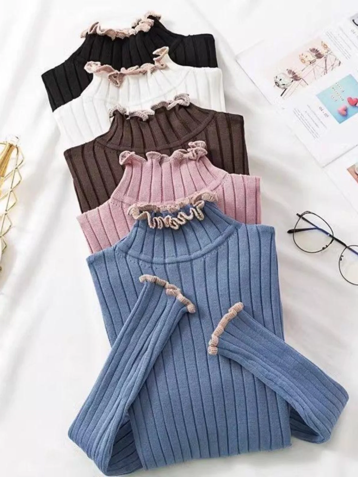 Korean Style Long Sleeve Slim Fit Knitted Sweater Women's Base Shirt Trendy Half High Collar Pure Color Wood Grain
Korean Style Long Sleeve Slim Fit Knitted Sweater Women's Base Shirt Trendy Half High Collar Pure Color Wood Grain