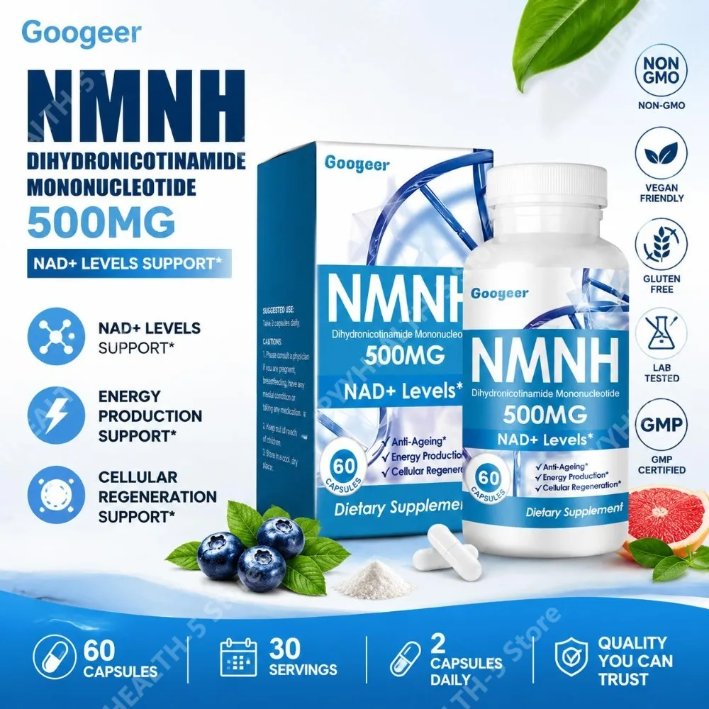 Googeer NMNH Dihydronicotinamide Mononucleotide Capsules 500 Mg with NAD+ Levels and Energy Production Support, 60 Capsules
Googeer NMNH Dihydronicotinamide Mononucleotide Capsules 500 Mg with NAD+ Levels and Energy Production Support, 60 Capsules