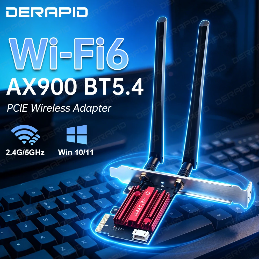 Fenvi AX900 WiFi 6 PCIe Wireless Adapter Dual Band 2.4G/5G Bluetooth 5.4 900Mbps Network Card for Desktop PC Gaming Win10/11
Fenvi AX900 WiFi 6 PCIe Wireless Adapter Dual Band 2.4G/5G Bluetooth 5.4 900Mbps Network Card for Desktop PC Gaming Win10/11