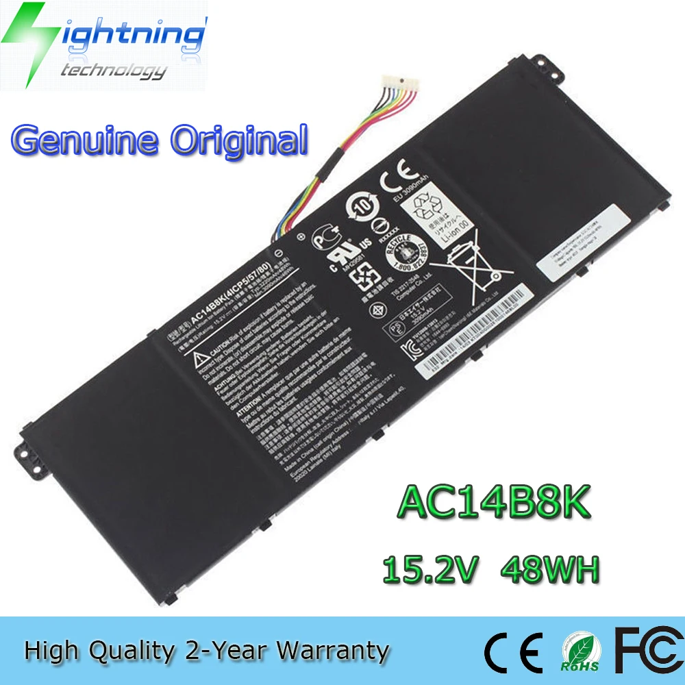 Brand New Genuine Original AC14B8K 15.2V 48Wh Laptop Battery for Acer Chromebook CB3-111 CB5-571 AspireV3-371 AC14B3K
Brand New Genuine Original AC14B8K 15.2V 48Wh Laptop Battery for Acer Chromebook CB3-111 CB5-571 AspireV3-371 AC14B3K