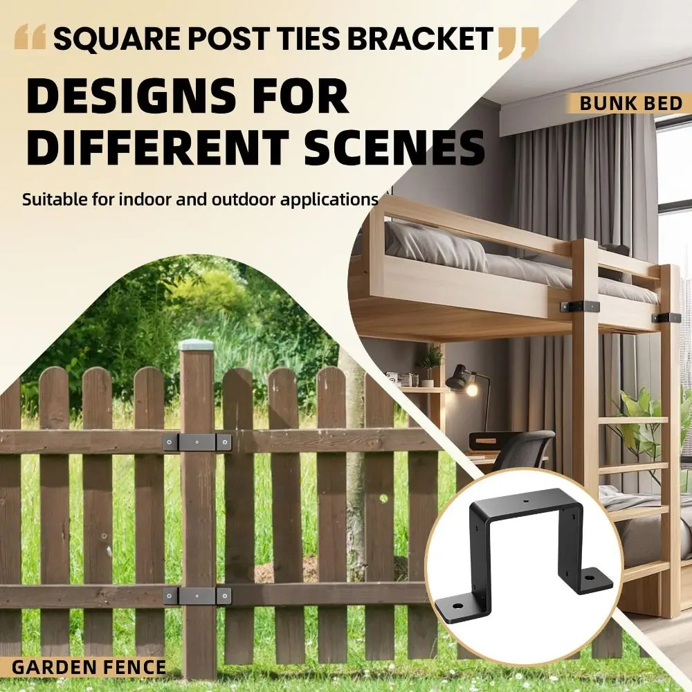 4pcs Heavy Duty Strap Post Ties Black U-Shaped Design Deck Fence Bracket Easy Installation Sturdy Construction
4pcs Heavy Duty Strap Post Ties Black U-Shaped Design Deck Fence Bracket Easy Installation Sturdy Construction