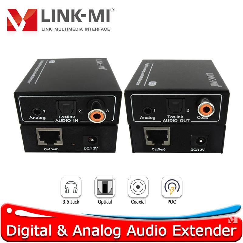 500m Digital Analog Audio Extender over Cat5e/6 Support Analog, Digital Coax, Optical Toslink Auto identify audio
500m Digital Analog Audio Extender over Cat5e/6 Support Analog, Digital Coax, Optical Toslink Auto identify audio
