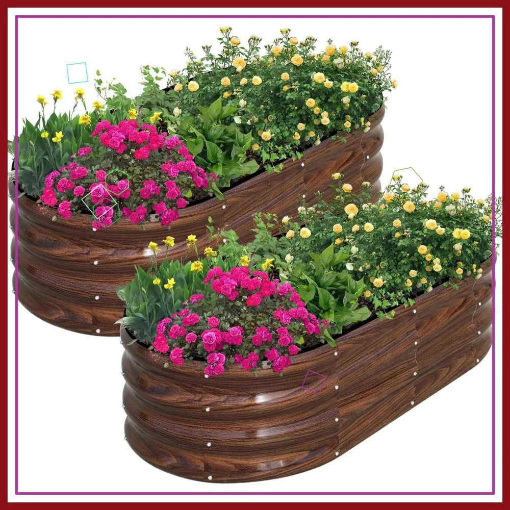 Galvanized Raised Garden Bed, 2-Pack Oval Metal Planter Box for Vegetables and Flowers, Brown
Galvanized Raised Garden Bed, 2-Pack Oval Metal Planter Box for Vegetables and Flowers, Brown